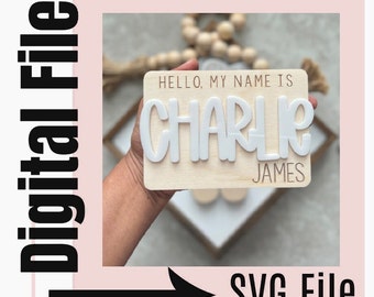 Birth announcement SVG file | Name Sign svg file | Custom Baby Name Sign svg | Name Reveal SVG | Hospital baby name SVG File |Glowforge File