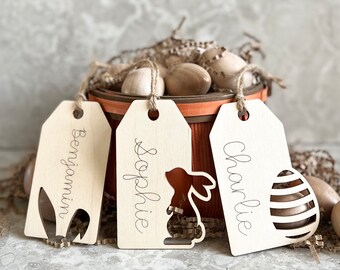 Personalized Easter Basket Tag | Easter Bunny Tag | Wooden Easter Tag | Engraved Easter Tag | Egg Name Tag | Spring Home Decor |Easter Bunny