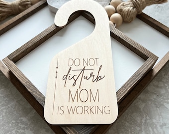 Mom Working Door Hanger | Meeting In Progress Sign | Please Do Not Disturb Sign | Home Office | At Work Sign | Do Not Disturb Door Hanger