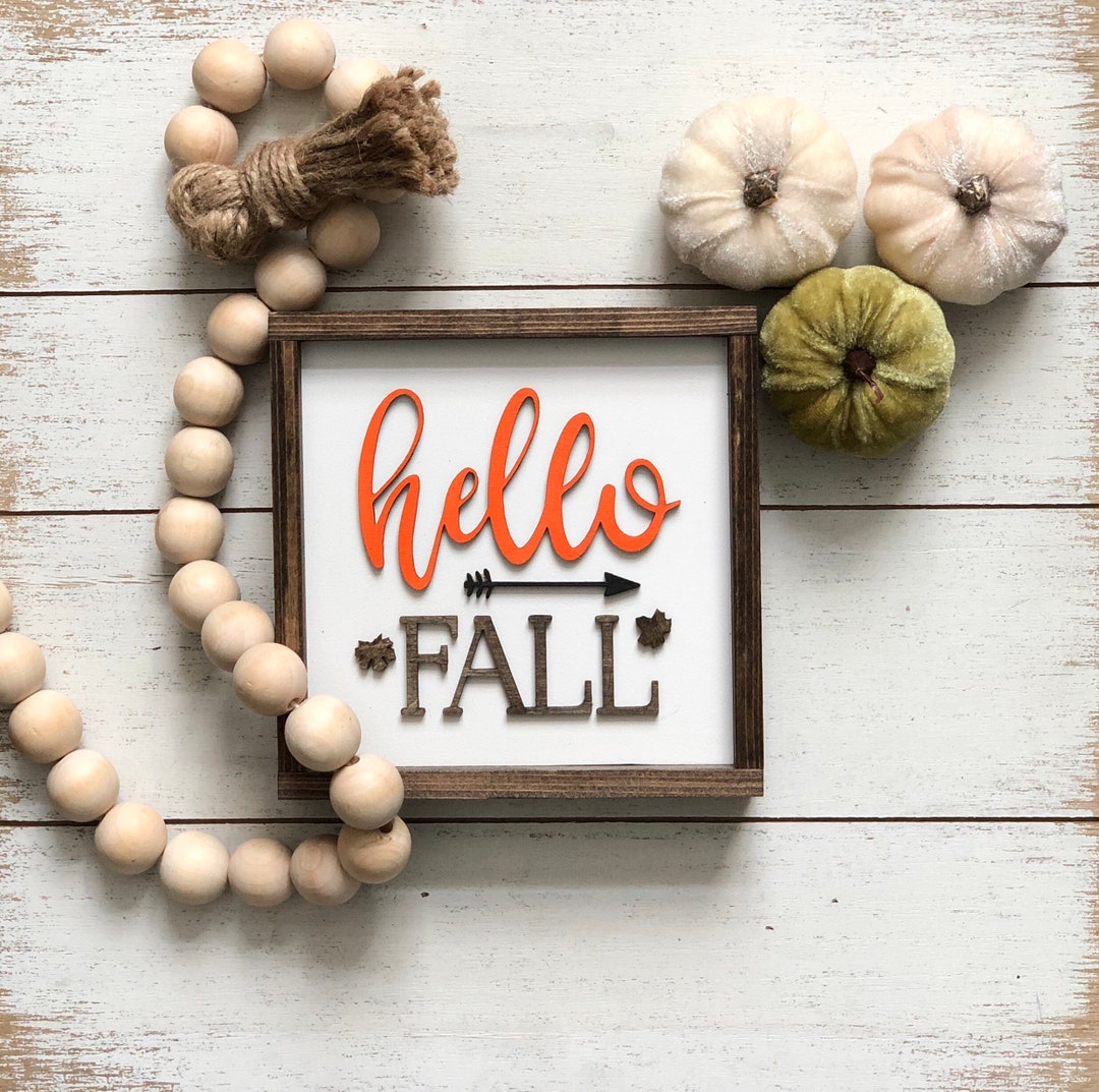 Hello Fall Sign Autumn Wall Decor Fall Wall Sign Fall Etsy