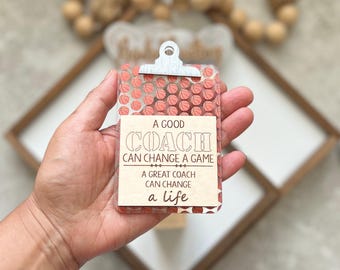 Engraved Basketball Coach Gift Card Holder | Wooden Clipboard