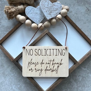 No Soliciting Door Sign | Door Bell Sign | No Knocking Sign |Please Do Not Disturb Door Sign | Baby Sleeping Sign | Wooden Privacy Sign