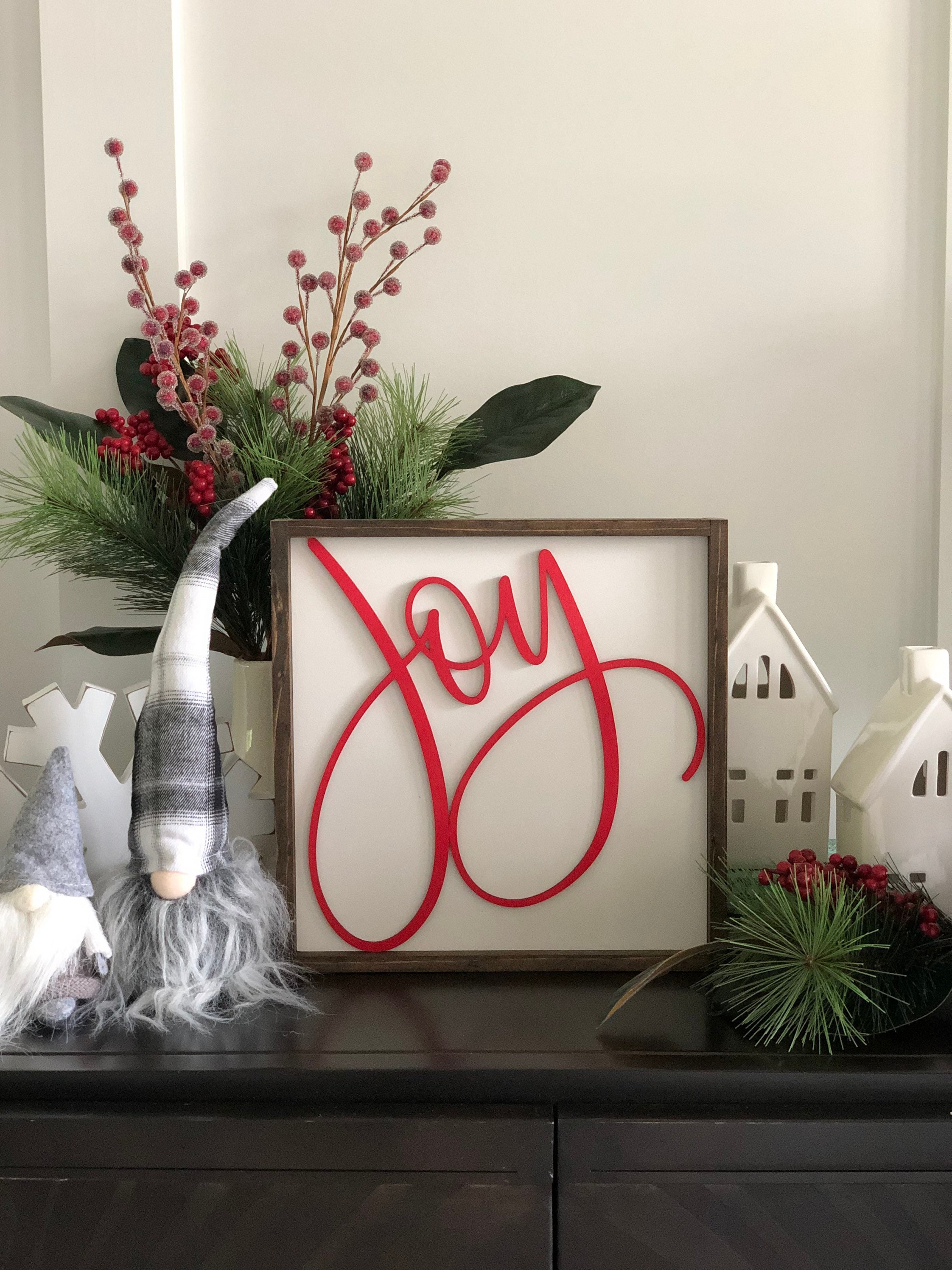 Joy Wood Sign Christmas Joy Wall Decor Joy Wreath Decor Etsy