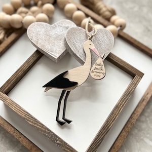 Personalized Stork Pregnancy Ornament | New Baby Ornament | Baby on the Way | Pregnancy Announcement | We&#39;re Pregnant Announcement