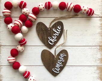 Wooden Heart Name Tag | Engraved Heart Name Tag | Valentine’s Day Name Tag | Valentine’s Day gift tag |Valentines gift for him/her |Love Tag