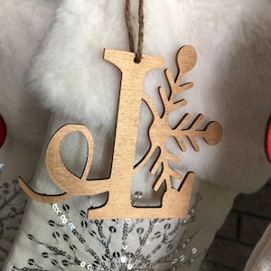 Stocking Tags - Customized wooden labels - Personalized stocking tag - Initial stocking tag - 3D Cutout Christmas Stocking Tag - DIY Tags
