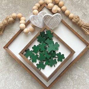Mini Wooden Shamrocks Confetti 20 Pieces | St. Patrick&#39;s Day Decor | Lucky Irish Shamrock Wooden Scatter | Natural Wood Cutout