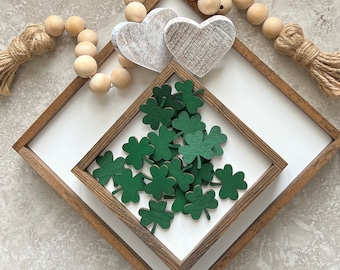 Mini Wooden Shamrocks Confetti 20 Pieces | St. Patrick's Day Decor | Lucky Irish Shamrock Wooden Scatter | Natural Wood Cutout