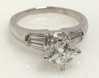 Incredible 14k White Gold Princess Cut Diamond Engagement Ring