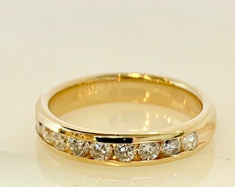 Stunning 14k Yellow Gold Channel Set Diamond Band