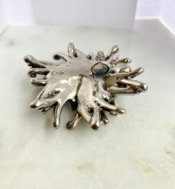 Sterling Silver Lapis Pendant: Abstract Floral De… - image 4