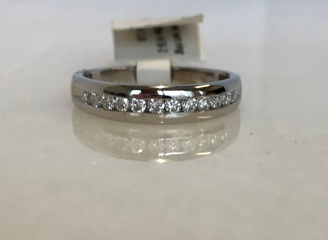 Beautiful 14k White Gold Channel Set Diamond Band - Etsy