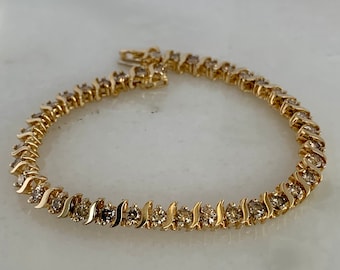 Lovely 14k Yellow Gold Champagne Diamond Bracelet