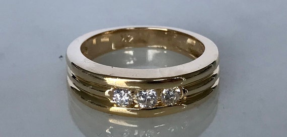 Lovely 14k Yellow Gold Diamond Band - image 1