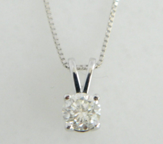 Diamond Pendant Necklace: .35 Carat 14K White Gold