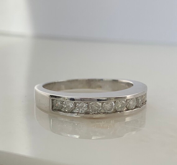 Lovely 10k White Gold Diamond Band - image 2