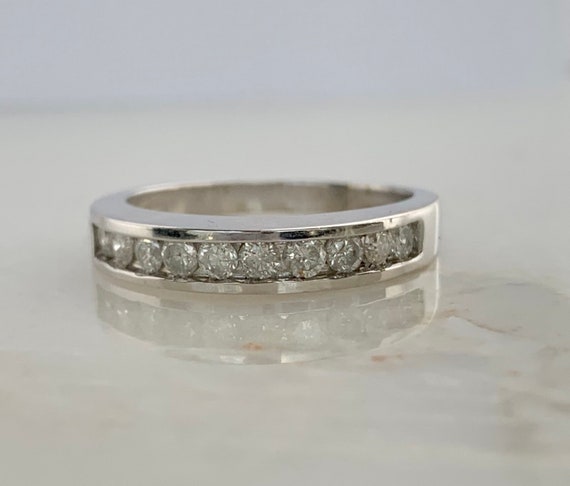 Lovely 10k White Gold Diamond Band - image 3