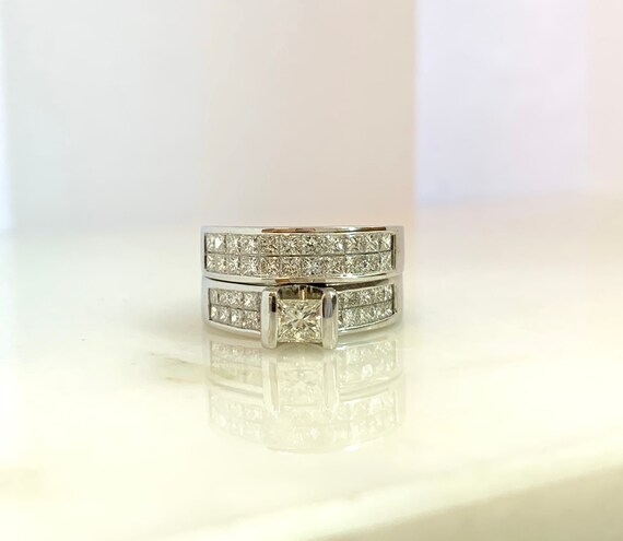 Stunning 14k White Gold Princess Cut Engagement R… - image 4