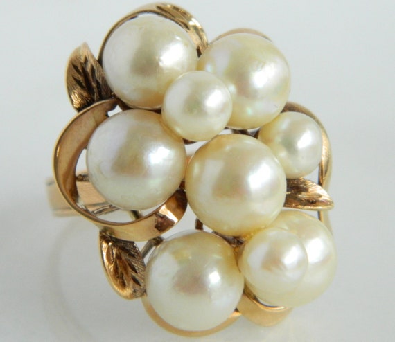 Beautiful Vintage 14K Rose Gold Pearl Ring size 8… - image 5
