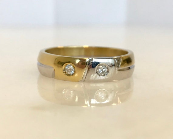 Incredible 18k Two Tone Diamond Band - image 1