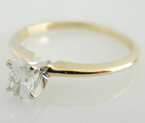 Vintage 14K Gold Diamond Solitaire Engagement Rin… - image 3