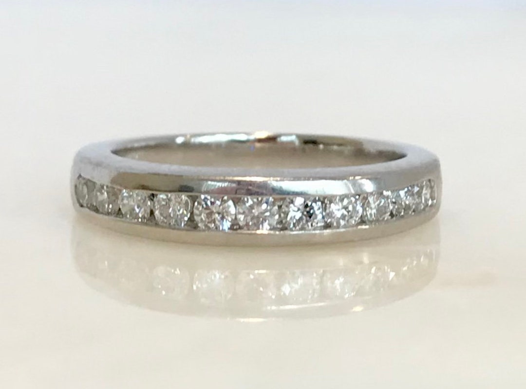 14k White Gold Channel Set Diamond Wedding Band (.33cttw) - Etsy