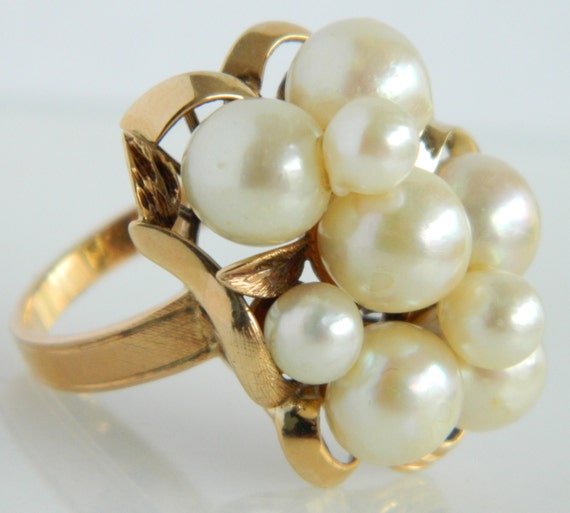 Beautiful Vintage 14K Rose Gold Pearl Ring size 8… - image 1