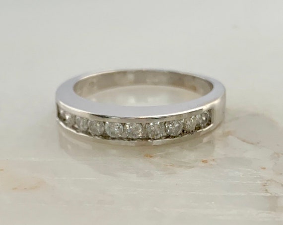 Lovely 10k White Gold Diamond Band - image 1