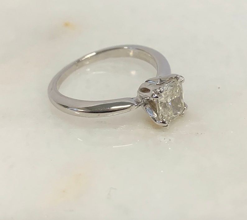 Stunning 14k White Gold Cushion Cut Solitaire - Etsy