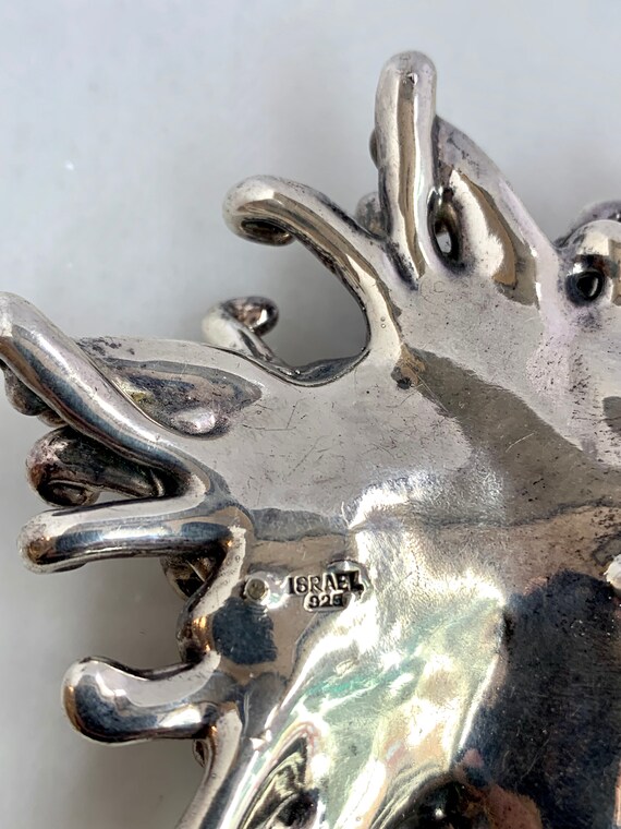 Sterling Silver Lapis Pendant: Abstract Floral De… - image 3