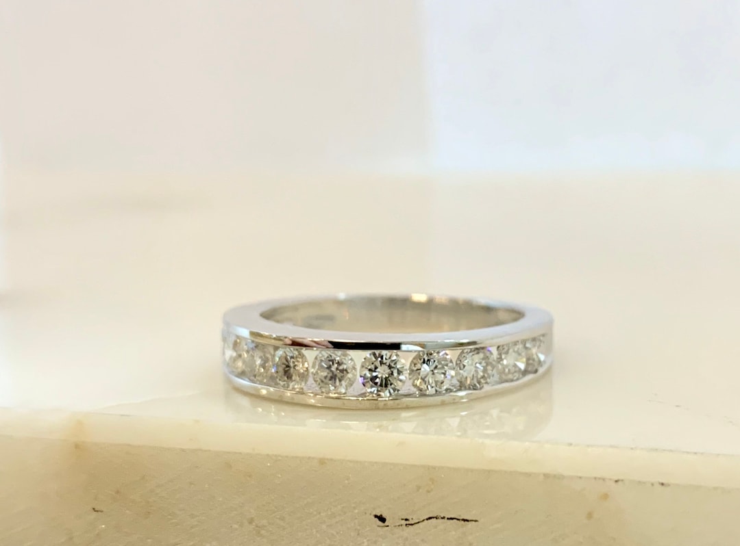 Gorgeous 14k White Gold Channel Set Diamond Band - Etsy