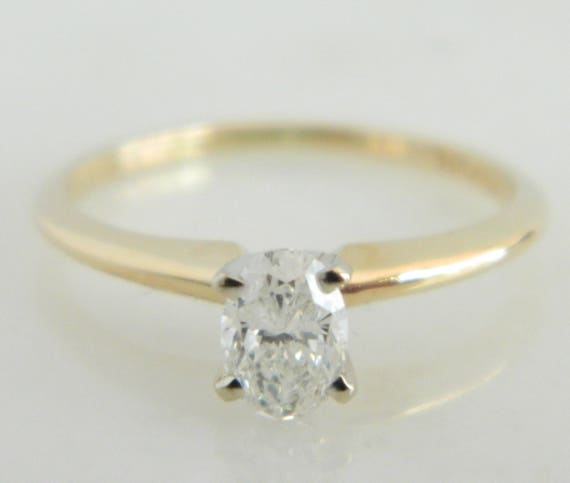 Vintage 14K Gold Diamond Solitaire Engagement Rin… - image 1