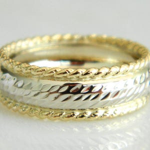 Vintage 18k White and Yellow Gold Wedding Band