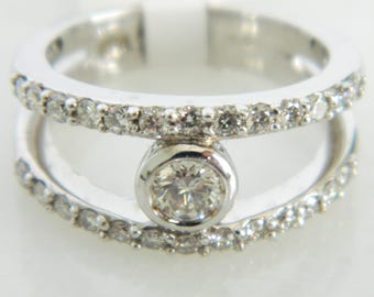 14K White Gold Diamond Ring (.79 Carats, Size 6.5)