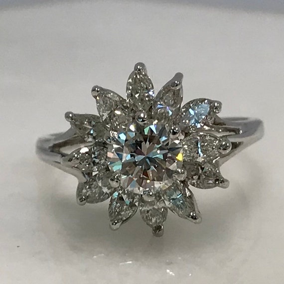 Stunning 14k White Gold Cluster Diamond Ring