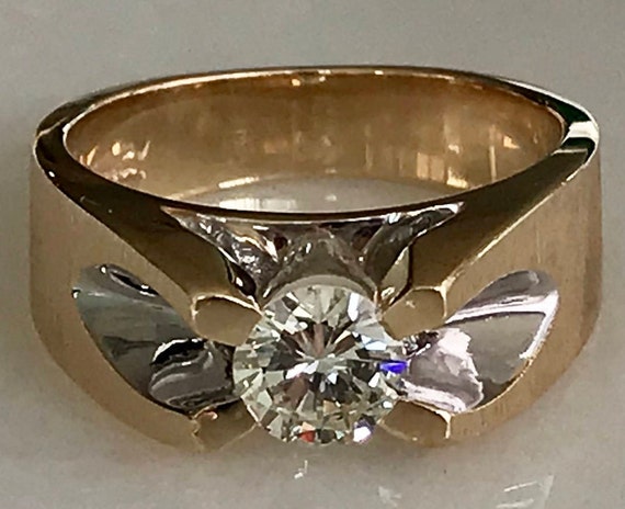 Stunning 14k Two Tone Men's Diamond Ring