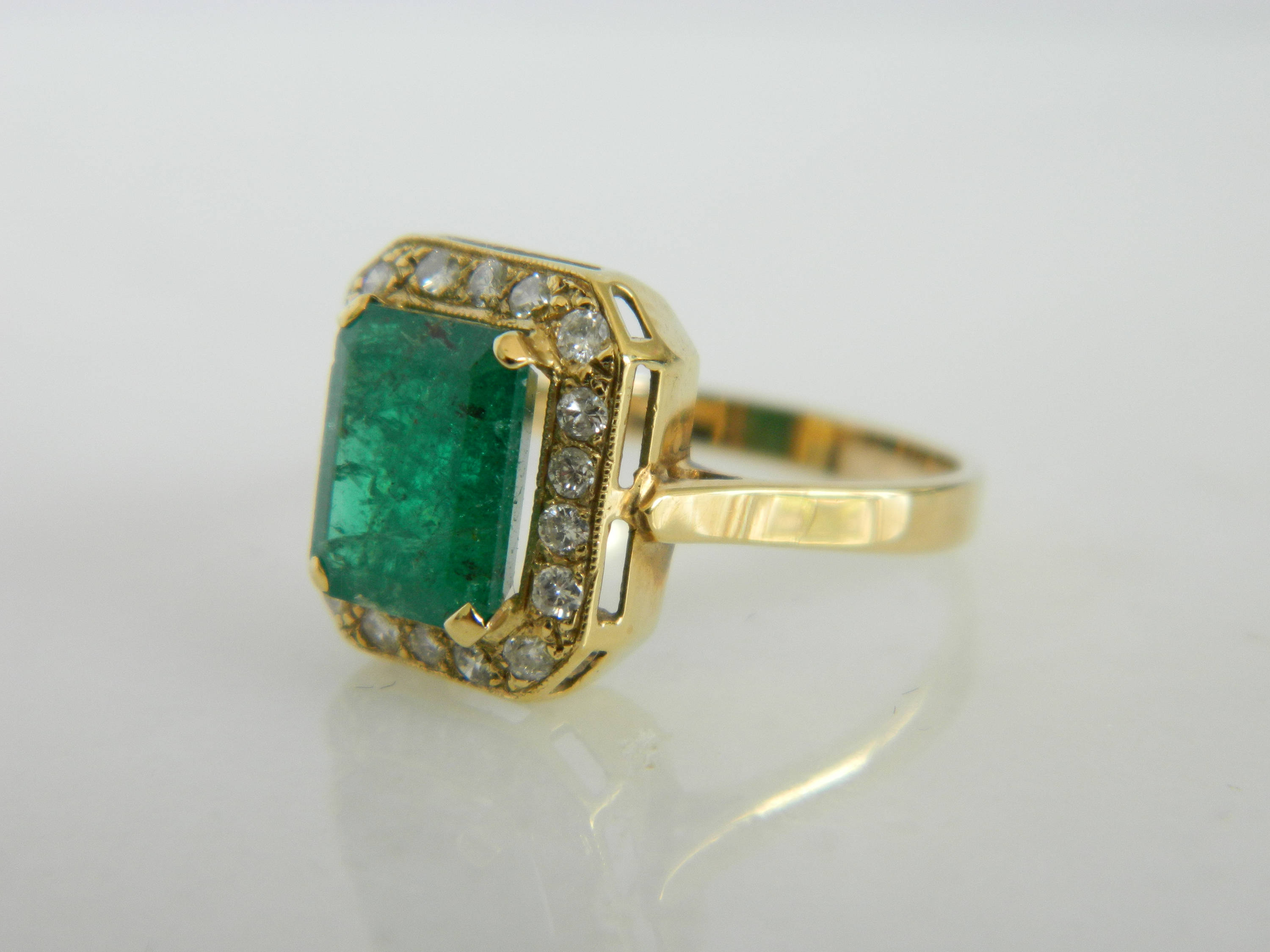 Stunning 14k Yellow Gold Emerald and Diamond Ring - Etsy