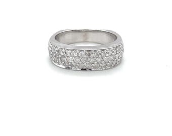 14K White Gold Diamond Ring: 1.0 Carat, Size 8