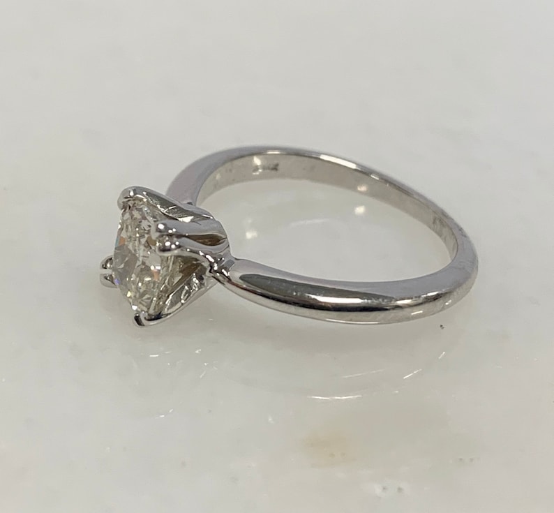 Stunning 14k White Gold Cushion Cut Solitaire - Etsy