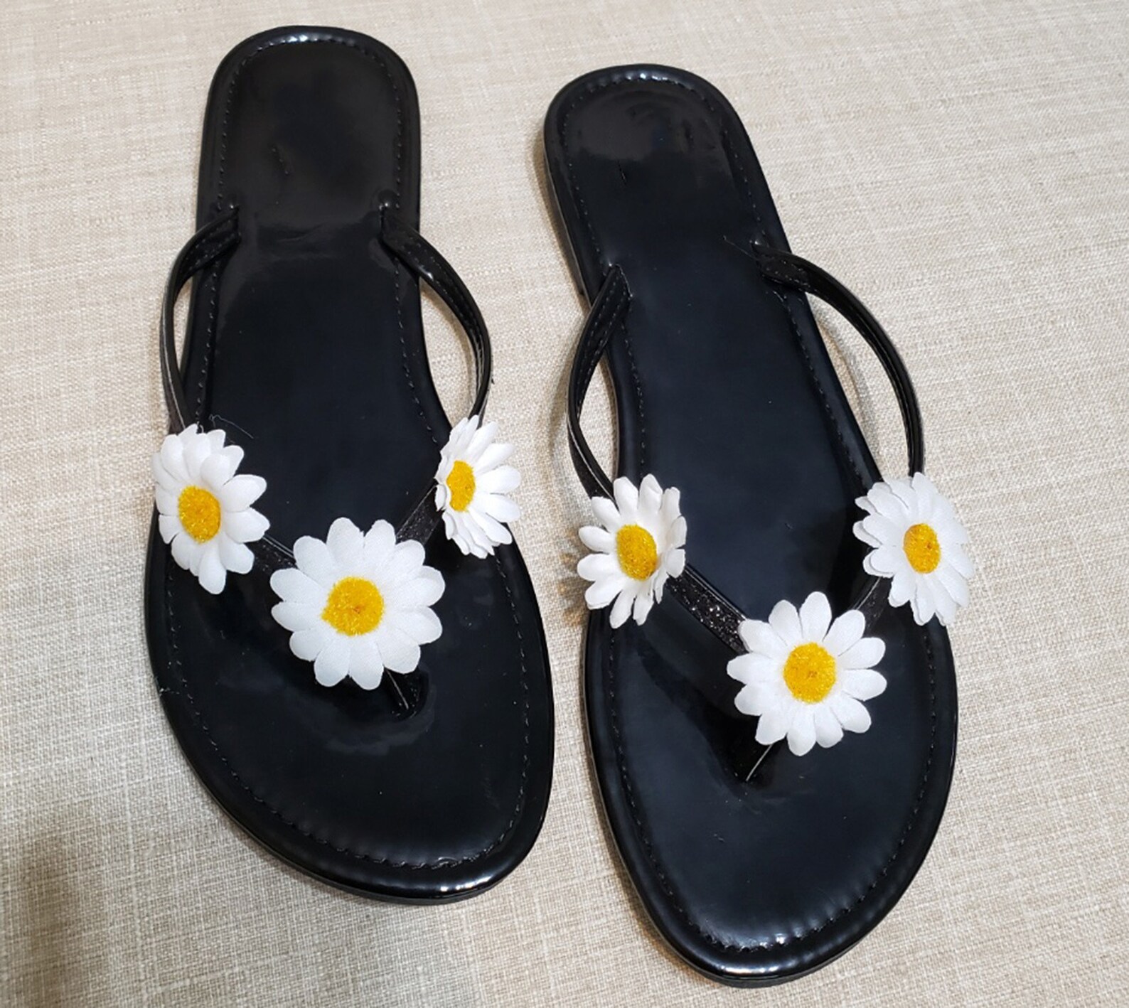 Women's slippers/ Sunflowers sandals/ Casual Flat Thong | Etsy