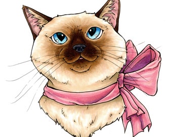 Hand Drawn Cat Portrait - Hand Painted Custom Art