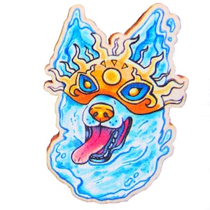 Wolf Pin - Sun Wolf Wooden Pins