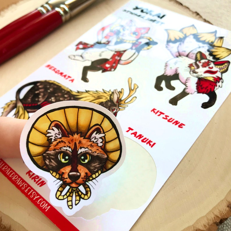 Yokai Sticker Sheet Japanese Folklore Etsy