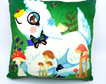Cuscino di agnello Woodland - Funghi Cottagecore Vintage ispirato Cuscino decorativo Soft Minky