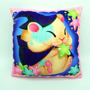 Magical Wizard Hamster Kawaii Decorative Pillow Soft Minky