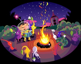 Pikmin Nintendo Campfire Poster Print