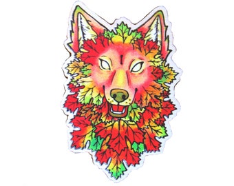 Wolf Pin - Autumn Wooden Wolf