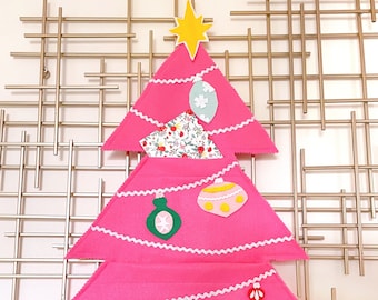 Retro Felt Tree Christmas Card Holder for a Vintage, Mid Century Kitschmas Project (Pattern Sewing Optional)