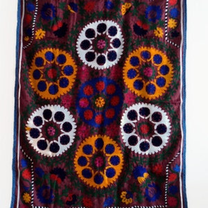Vintage Suzani Wall Hanging, blanket, tapestry, upholstry fabric.