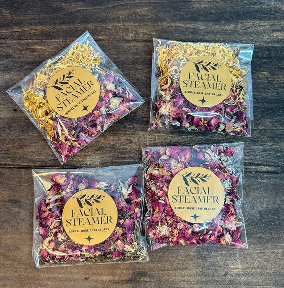 Organic Facial Steamer Set: Scrub, Tea & Sea Salt Self Care Gift Box